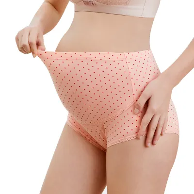 Pure Cotton High Waist Polka Dot Maternity Underwear Panties for Pregnant Women