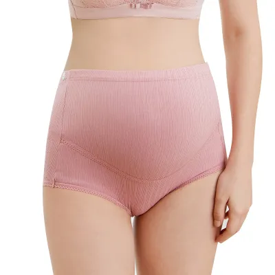 Adjustable High Waist Maternity Panties in Rib-Knit Cotton Solid Color