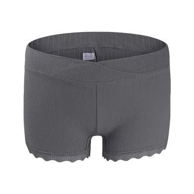 Pregnant Women Solid Color Rib-Knit Cotton Maternity Underwear Boxers