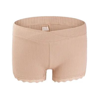 Pregnant Women Solid Color Rib-Knit Cotton Maternity Underwear Boxers