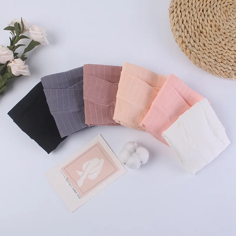 Pregnant Women Solid Color Rib-Knit Cotton Maternity Underwear Boxers