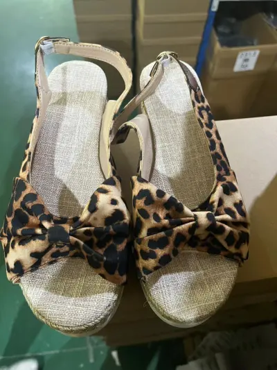 Women Fashion Plus Size Peep Toe Twine Bow Thick-Soled Sandals