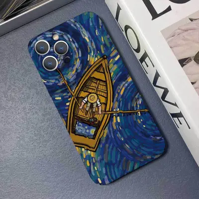 Women Cartoon Creative Castle Boat Abstract Oil Painting Apple Mobile Phone Protective Case