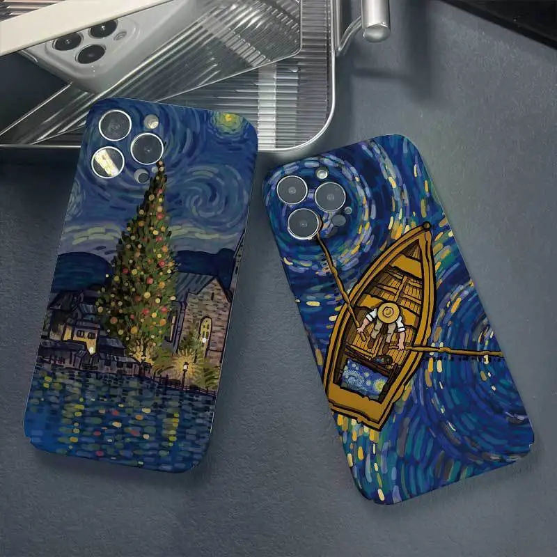 Women Cartoon Creative Castle Boat Abstract Oil Painting Apple Mobile Phone Protective Case