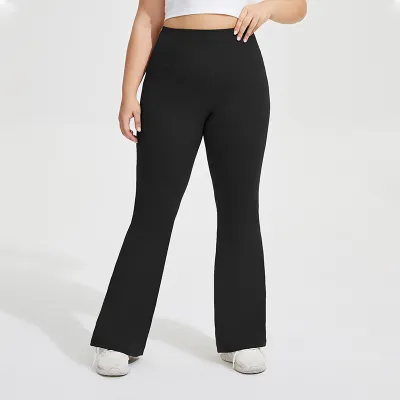 Women Plus Size Elastic Yoga Sports Flared Pants
