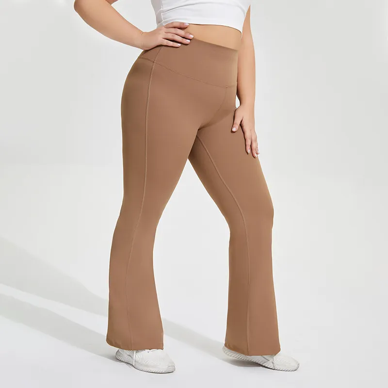 Women Plus Size Elastic Yoga Sports Flared Pants