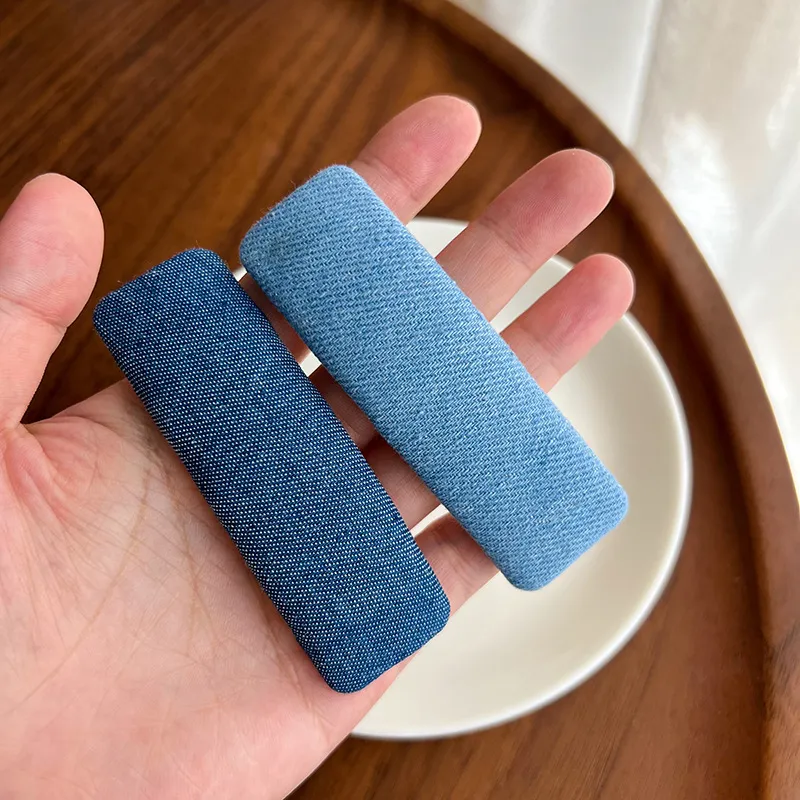 Women Fashion Y2K Denim Geometric Side Hair Clip