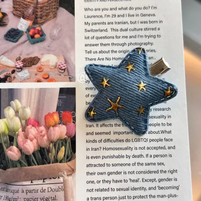 Women Fashion Y2K Denim Fabric Star Duckbill Hair Clip
