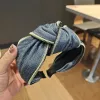 D.Grey Denim Zipper Headband