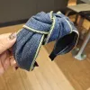 Navy Blue Denim Zipper Headband