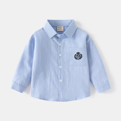 Kids Toddler Boys Fashion Casual Basic Long Sleeve Lapel Shirt