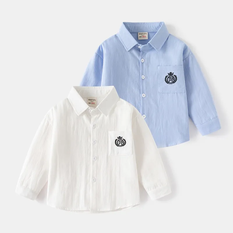 Kids Toddler Boys Fashion Casual Basic Long Sleeve Lapel Shirt