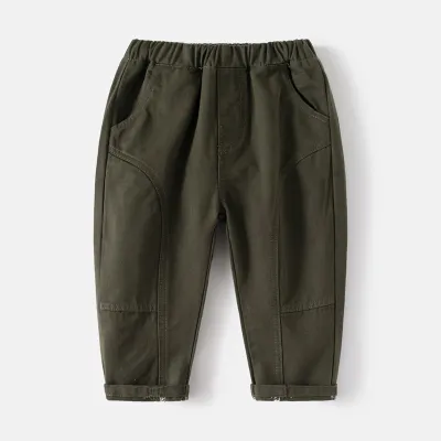 Kids Toddler Boys Fashion Casual Basic Solid Color Long Pants Low Waist Cotton Blend
