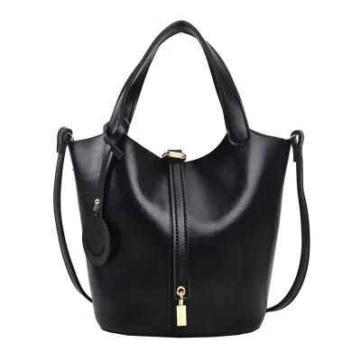 Women's Simple Fashionable Large Capacity PU Crossbody Bucket Bag