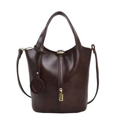Women's Simple Fashionable Large Capacity PU Crossbody Bucket Bag