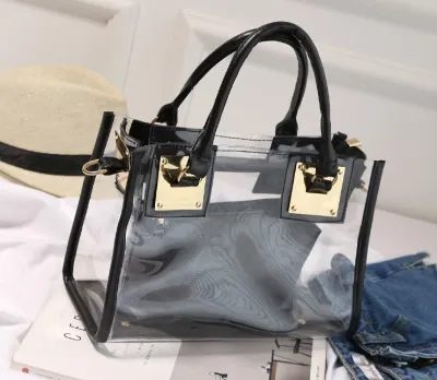Women Fashion Transparent Clear Square Jelly Handbag PVC