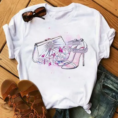 Women's Fashion Geometric Print Round Neck Short Sleeve T-Shirt