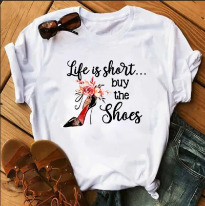 Women's Fashion Geometric Print Round Neck Short Sleeve T-Shirt