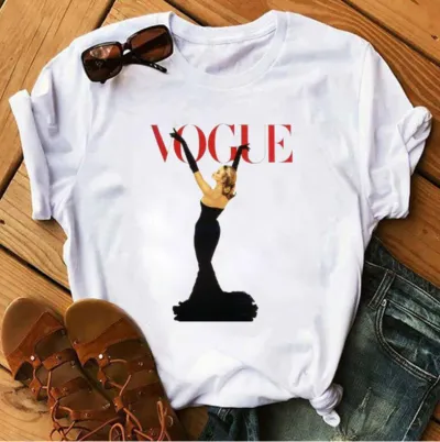 Women's Princess Geometric Print Short-Sleeved T-Shirt - Modal Blend Loose Fit