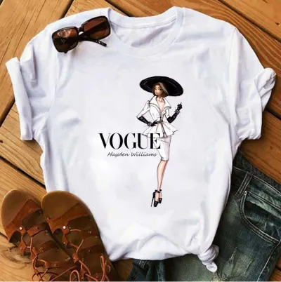 Women's Princess Geometric Print Short-Sleeved T-Shirt - Modal Blend Loose Fit