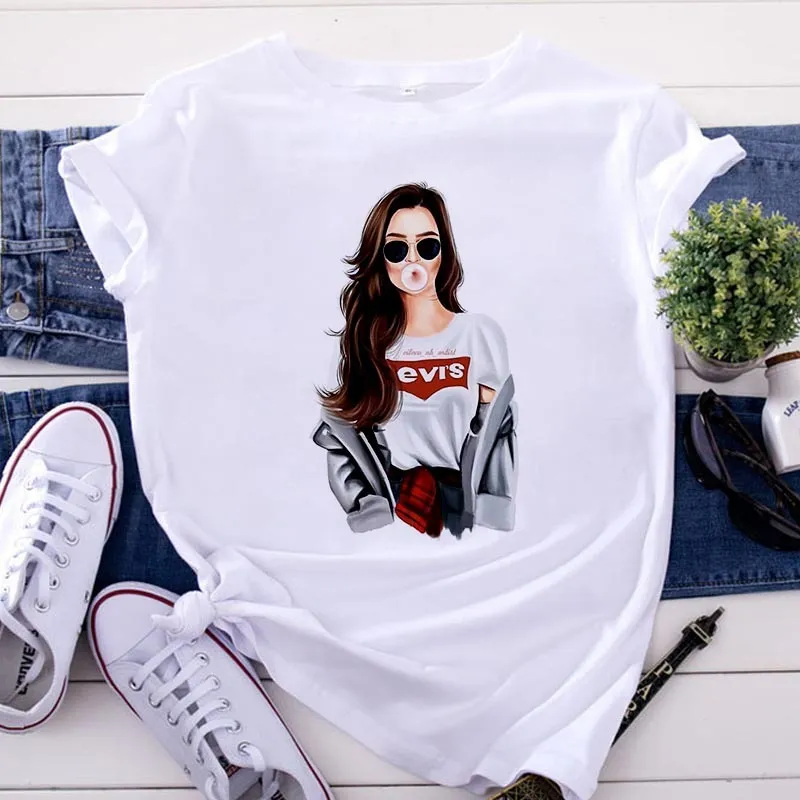 Women Fashion Cartoon Printed Modal T-Shirt