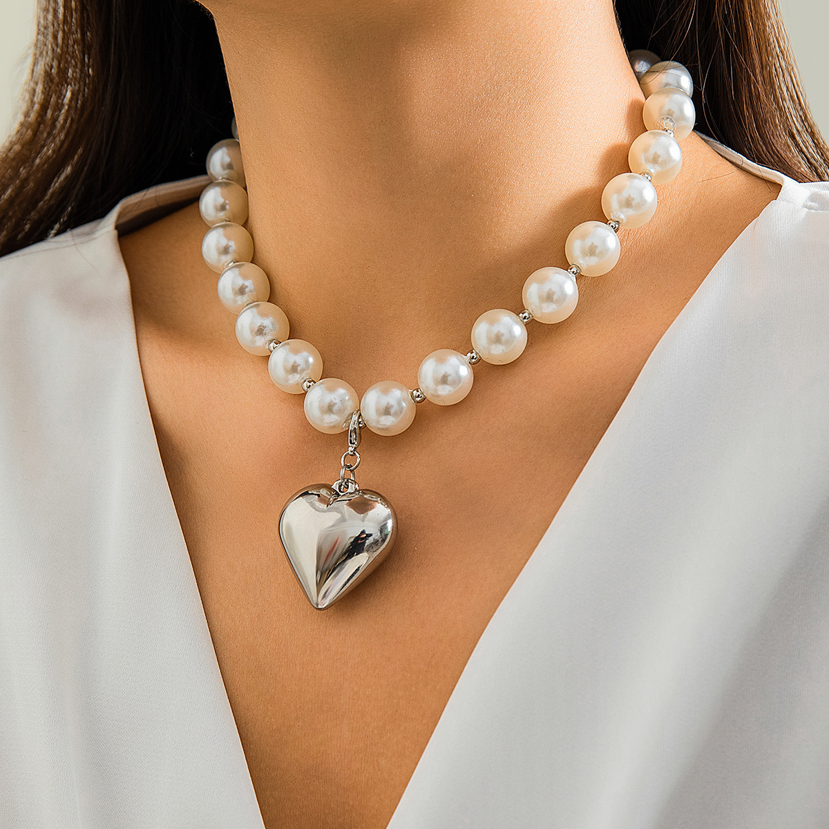 ネックレス・ペンダント VINTAGE HOLLYWOOD Quilting Heart Pearl Necklace BMR667 VINTAGE HOLLYWOOD Quilting Heart Pearl Necklace BMR667