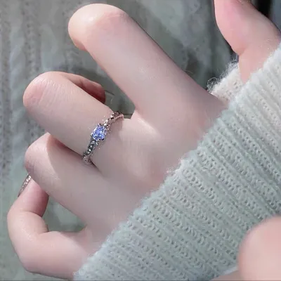 Women Fashion Simple Multicolor Heart-Shaped Rhinestone Ring