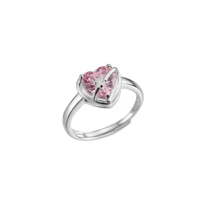 Women Fashion Simple Multicolor Heart-Shaped Rhinestone Ring