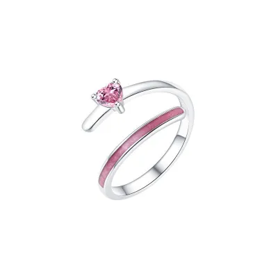 Women Fashion Simple Multicolor Heart-Shaped Rhinestone Ring