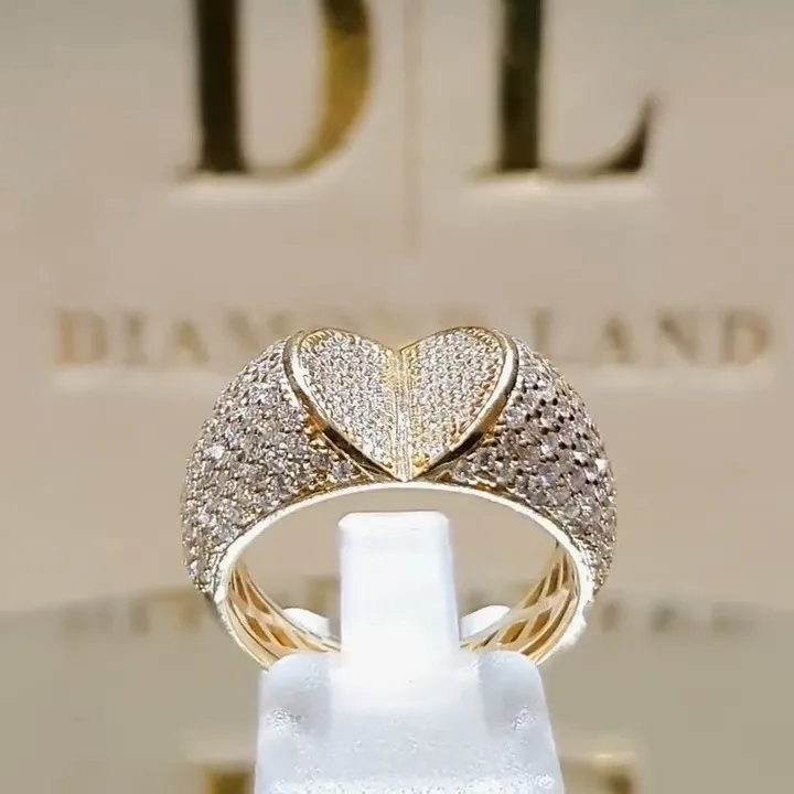 Women Simple Half Open Heart Rhinestone Ring Alloy Fashion