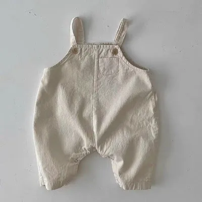 Kids Baby Boys Girls Casual Cute Solid Color Sleeveless Cotton Suspender Romper