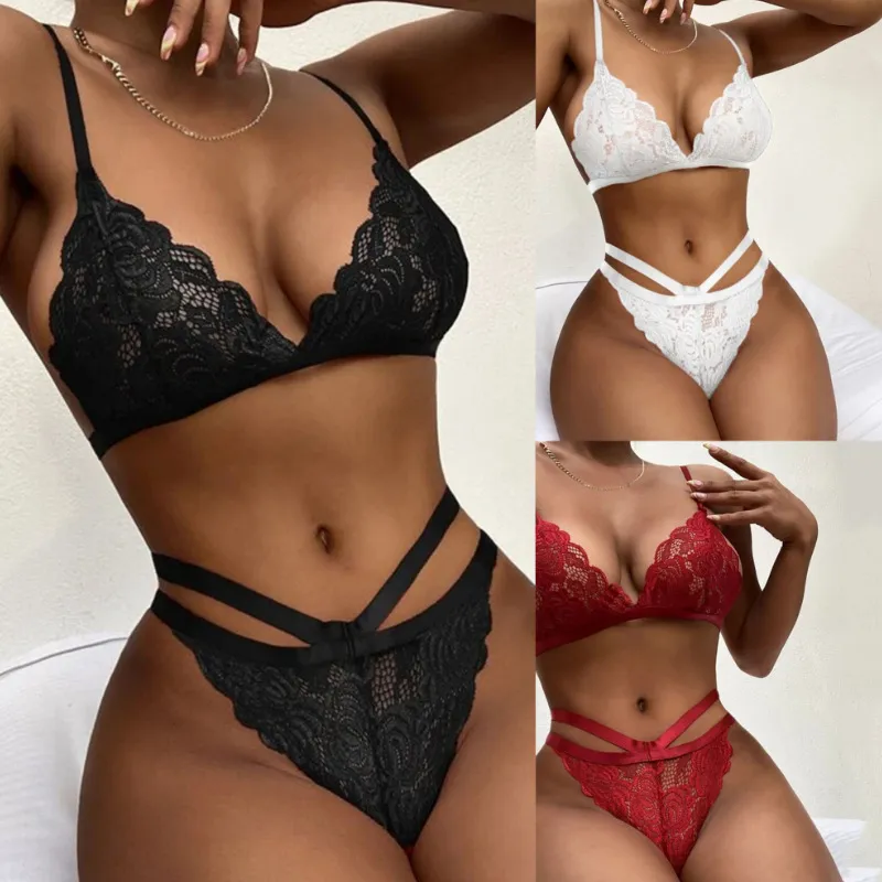 Women Sexy Lace Hollow Lingerie Set