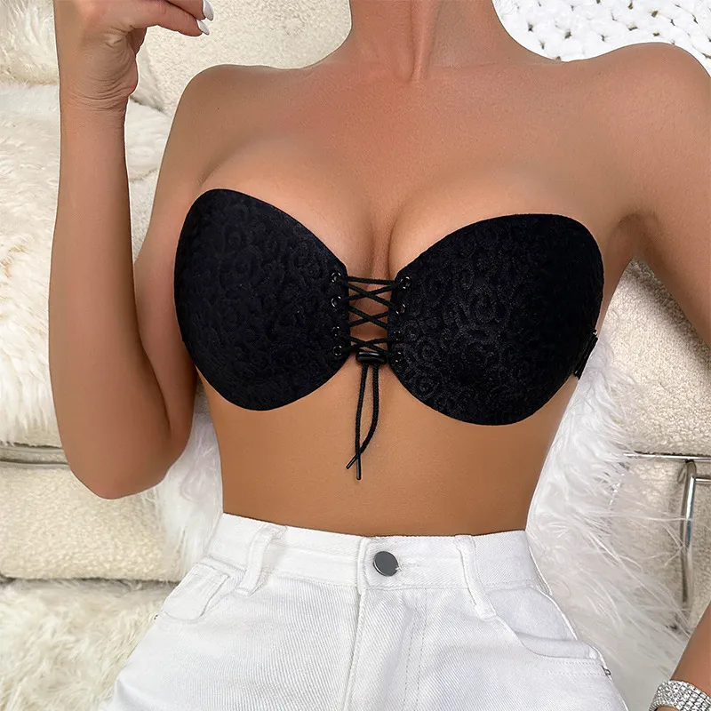 Women Fashion Sexy Jacquard Drawstring Invisible Breast Patch Strapless