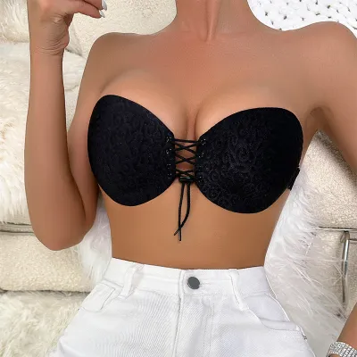 Women Fashion Sexy Jacquard Drawstring Invisible Breast Patch Strapless