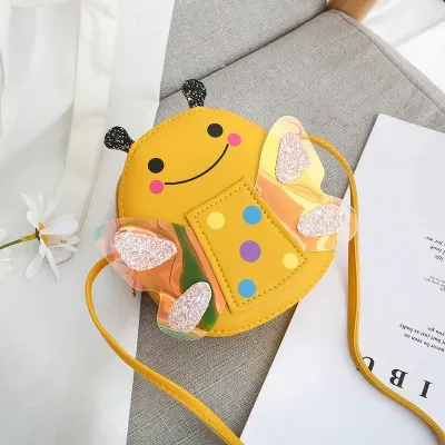 Kids Girls Sweet Cute Cartoon Little Bee Pattern Crossbody Bag