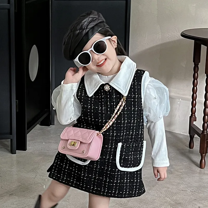 Kids Girls Fashion Mini Solid Color PU Crossbody Bag for Kindergarten