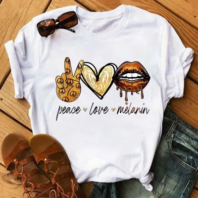 Women's Casual Red Lip Print Short-Sleeved Round Neck T-Shirt