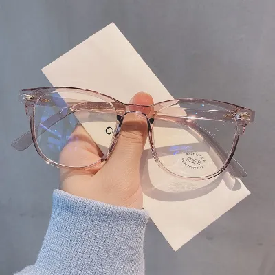Women Simple Anti-Blue Light Flat Oval Glasses Frame Resin PC