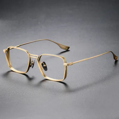 Men Simple Anti-Blue Light Square Frame Metal Glasses