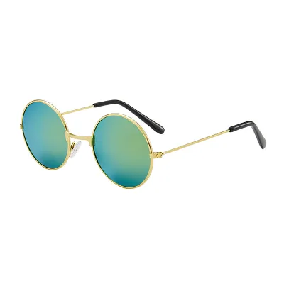 Kids Unisex Vintage Gradient Round Frame Sunglasses with Metal Frame Resin Lens
