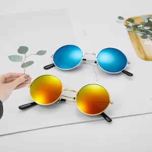 Kids Unisex Vintage Gradient Round Frame Sunglasses with Metal Frame Resin Lens