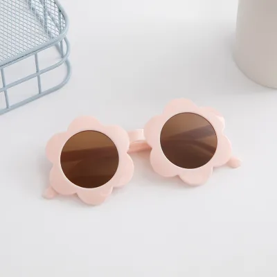 Kids Unisex Fashion Casual Candy Color Floral Pattern Round Frame Sunglasses