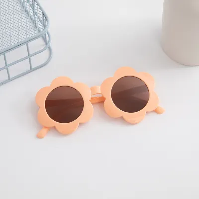Kids Unisex Fashion Casual Candy Color Floral Pattern Round Frame Sunglasses