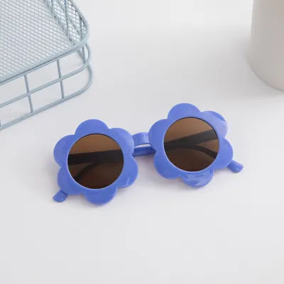 Kids Unisex Fashion Casual Candy Color Floral Pattern Round Frame Sunglasses