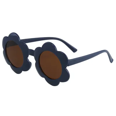 Kids Unisex Fashion Casual Candy Color Floral Pattern Round Frame Sunglasses