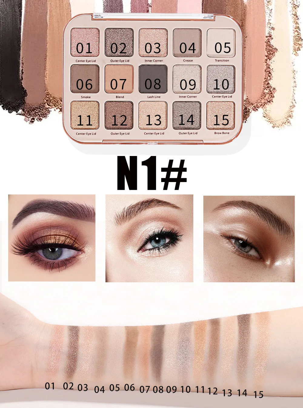 Wholesale MISS ROSE Women Matte Fit Long-Lasting Easy-To-Color Eye  