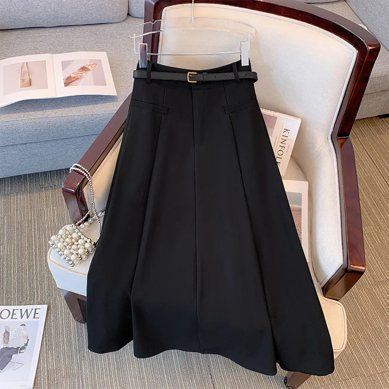 Women Plus Size Solid Color Pleated Skirt Japanese Korean Leisure Style