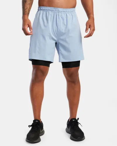 Men Casual Sports Basic Tie-Dye Camouflage Tight Double-Layer Shorts