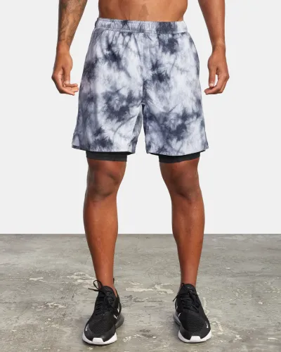 Men Casual Sports Basic Tie-Dye Camouflage Tight Double-Layer Shorts