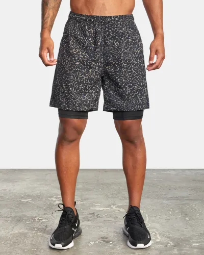 Men Casual Sports Basic Tie-Dye Camouflage Tight Double-Layer Shorts